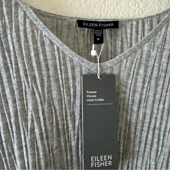 Eileen Fisher Box Pressed Viscose Linear Crinkle Blouse Tunic - Picture 5 of 6